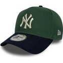 kasketter-buet-gron-snapback-9forty-e-frame-suede-visor-fra-new-york-yankees-mlb-af-new-era