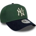 kasketter-buet-gron-snapback-9forty-e-frame-suede-visor-fra-new-york-yankees-mlb-af-new-era