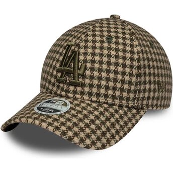 Kasketter buet grøn justerbar rem 9FORTY M-Crown Houndstooth fra Los Angeles Dodgers MLB af New Era