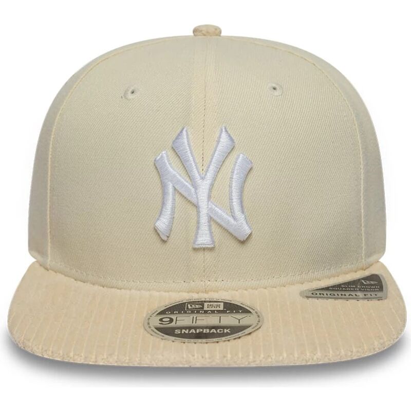 kasketter-flad-beige-snapback-9fifty-cord-visor-fra-new-york-yankees-mlb-af-new-era