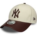 kasketter-buet-beige-justerbar-rem-9forty-m-crown-fabric-mix-fra-new-york-yankees-mlb-af-new-era