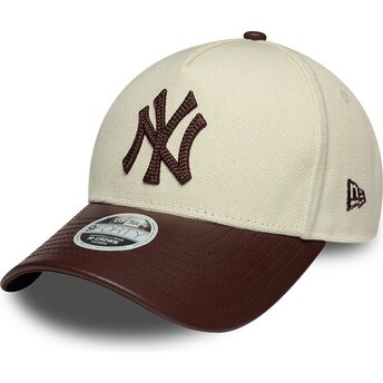 Kasketter buet beige justerbar rem 9FORTY M-Crown Fabric Mix fra New York Yankees MLB af New Era
