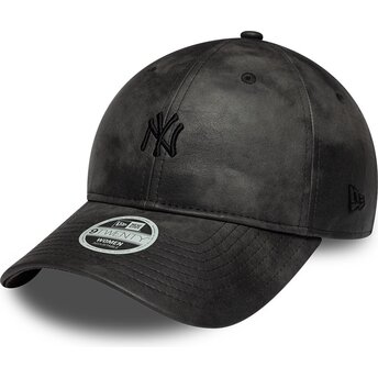 Kasketter buet sort justerbar rem 9TWENTY Washed PU fra New York Yankees MLB af New Era