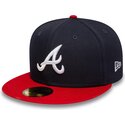 flad-kasket-marinebla-og-rod-justeret-59fifty-ac-perf-fra-atlanta-braves-mlb-fra-new-era