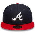flad-kasket-marinebla-og-rod-justeret-59fifty-ac-perf-fra-atlanta-braves-mlb-fra-new-era