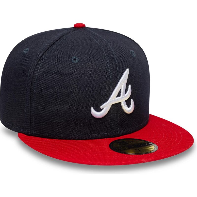 flad-kasket-marinebla-og-rod-justeret-59fifty-ac-perf-fra-atlanta-braves-mlb-fra-new-era