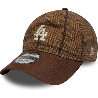 Kasketter buet brun justerbar rem 9TWENTY Mix Check fra Los Angeles Dodgers MLB af New Era