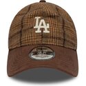 kasketter-buet-brun-justerbar-rem-9twenty-mix-check-fra-los-angeles-dodgers-mlb-af-new-era