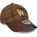 kasketter-buet-brun-justerbar-rem-9twenty-mix-check-fra-los-angeles-dodgers-mlb-af-new-era