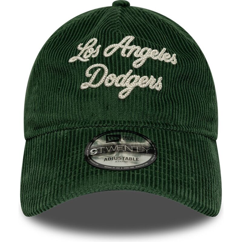 kasketter-buet-gron-justerbar-rem-9twenty-a-frame-cord-script-fra-los-angeles-dodgers-mlb-af-new-era