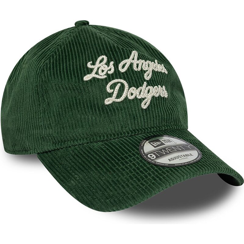 kasketter-buet-gron-justerbar-rem-9twenty-a-frame-cord-script-fra-los-angeles-dodgers-mlb-af-new-era