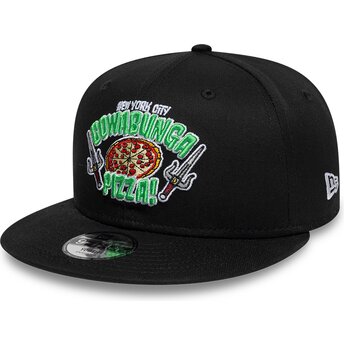 Kasketter flad sort snapback til barn 9FIFTY Cowabunga Pizza fra Tortugas Ninja af New Era