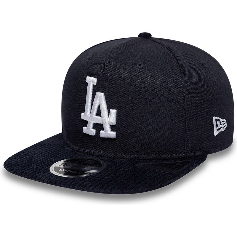 kasketter-flad-marinebla-snapback-9fifty-cord-visor-fra-los-angeles-dodgers-mlb-af-new-era