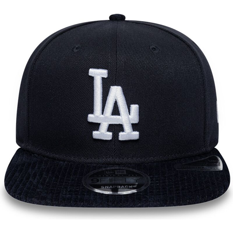 kasketter-flad-marinebla-snapback-9fifty-cord-visor-fra-los-angeles-dodgers-mlb-af-new-era