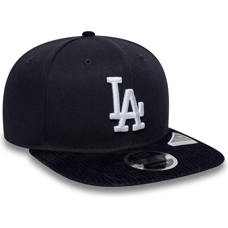 kasketter-flad-marinebla-snapback-9fifty-cord-visor-fra-los-angeles-dodgers-mlb-af-new-era