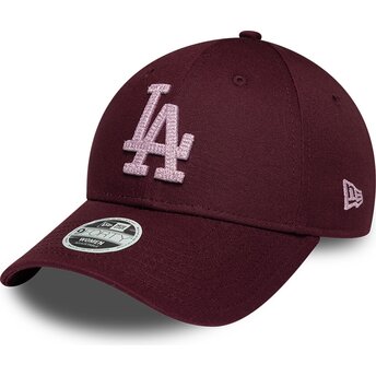 Kasketter buet rød justerbar rem rosa 9FORTY Metallic fra Los Angeles Dodgers MLB af New Era