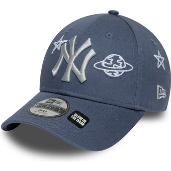 Kasketter buet blå justerbar rem til barn 9FORTY Space Glow In The Dark fra New York Yankees MLB af New Era