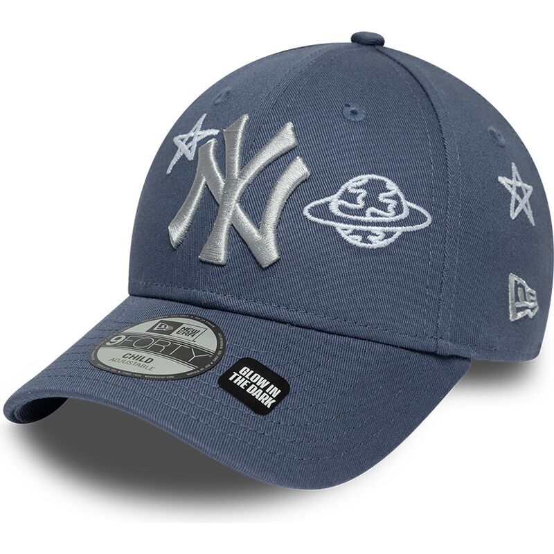 kasketter-buet-bla-justerbar-rem-til-barn-9forty-space-glow-in-the-dark-fra-new-york-yankees-mlb-af-new-era