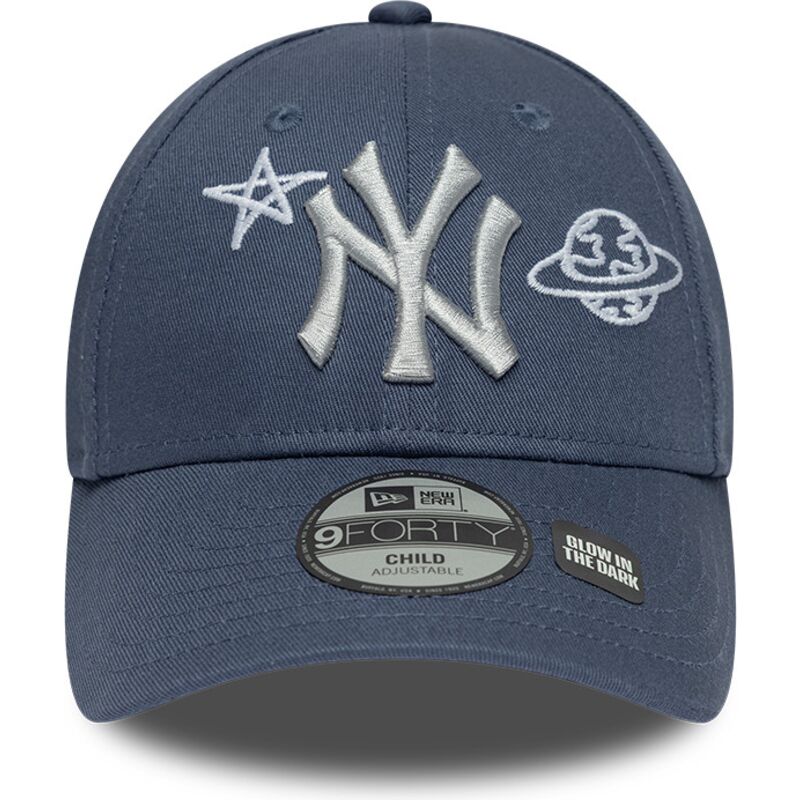 kasketter-buet-bla-justerbar-rem-til-barn-9forty-space-glow-in-the-dark-fra-new-york-yankees-mlb-af-new-era