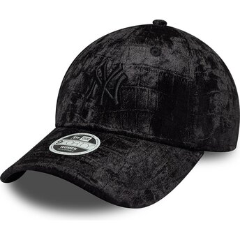Kasketter buet sort justerbar rem 9FORTY Pattern Velour fra New York Yankees MLB af New Era