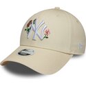 kasketter-buet-beige-snapback-9forty-rose-sequin-fra-new-york-yankees-mlb-af-new-era