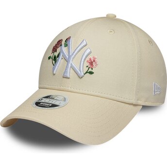 Kasketter buet beige snapback 9FORTY Rose Sequin fra New York Yankees MLB af New Era