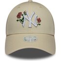 kasketter-buet-beige-snapback-9forty-rose-sequin-fra-new-york-yankees-mlb-af-new-era