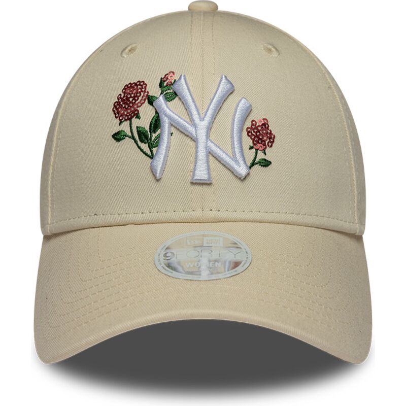 kasketter-buet-beige-snapback-9forty-rose-sequin-fra-new-york-yankees-mlb-af-new-era