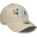 kasketter-buet-beige-snapback-9forty-rose-sequin-fra-new-york-yankees-mlb-af-new-era