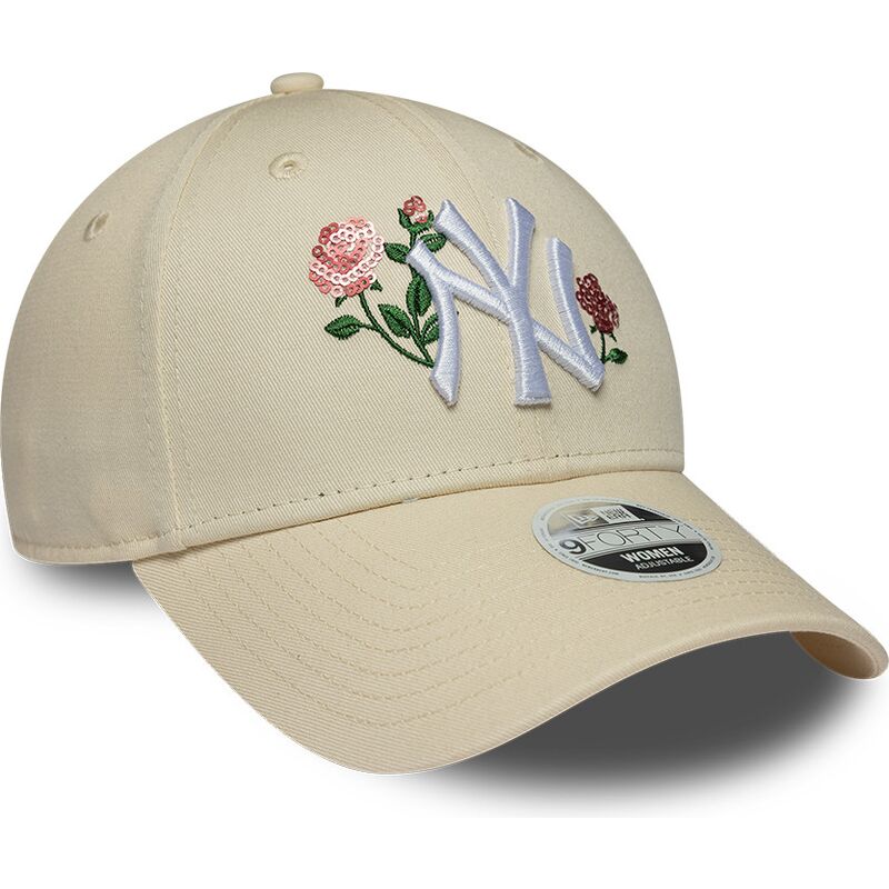 kasketter-buet-beige-snapback-9forty-rose-sequin-fra-new-york-yankees-mlb-af-new-era