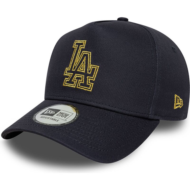 kasketter-buet-marinebla-snapback-9forty-dorado-e-frame-metallic-outline-fra-los-angeles-dodgers-mlb-af-new-era
