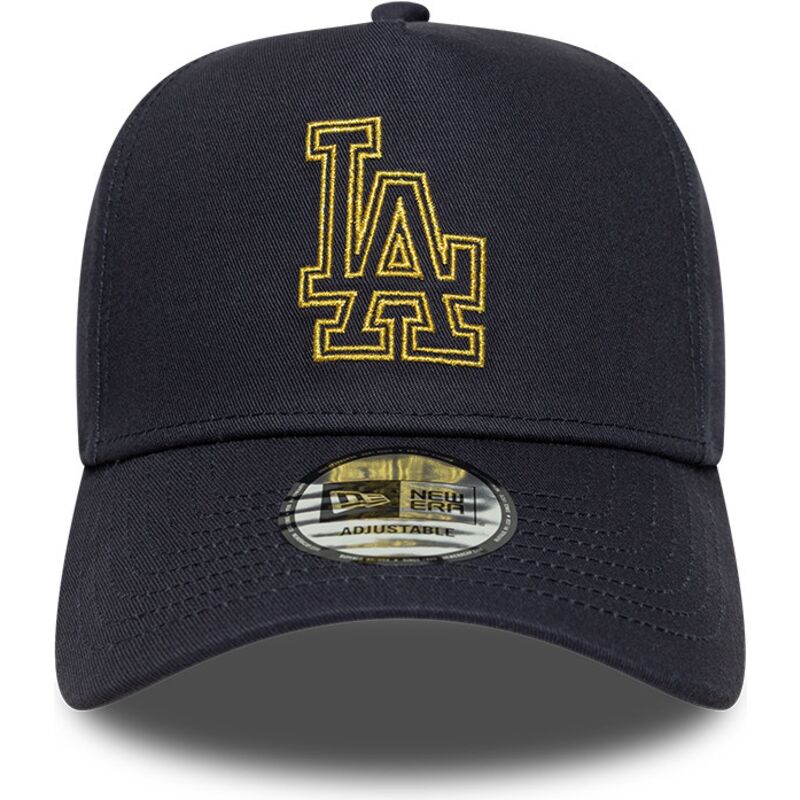 kasketter-buet-marinebla-snapback-9forty-dorado-e-frame-metallic-outline-fra-los-angeles-dodgers-mlb-af-new-era