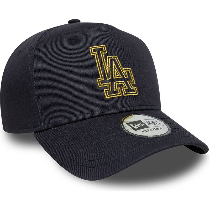 kasketter-buet-marinebla-snapback-9forty-dorado-e-frame-metallic-outline-fra-los-angeles-dodgers-mlb-af-new-era