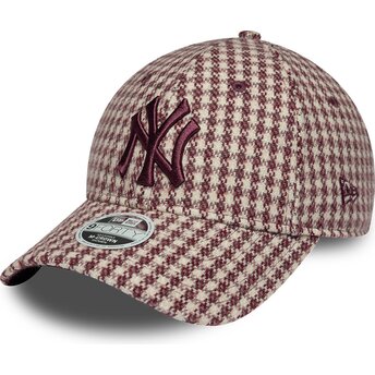 Kasketter buet rød justerbar rem 9FORTY M-Crown Houndstooth fra New York Yankees MLB af New Era