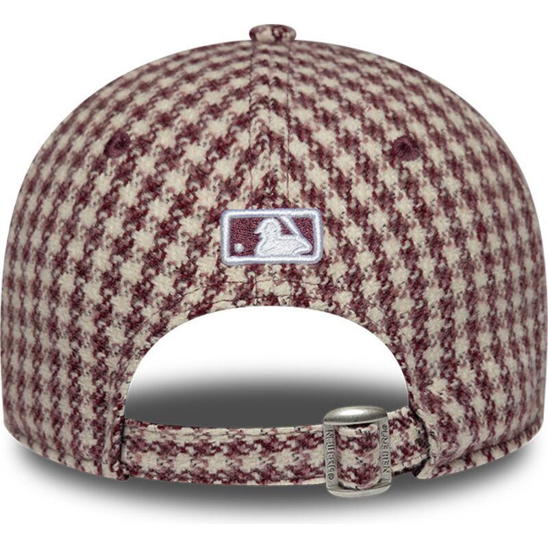 kasketter-buet-rod-justerbar-rem-9forty-m-crown-houndstooth-fra-new-york-yankees-mlb-af-new-era