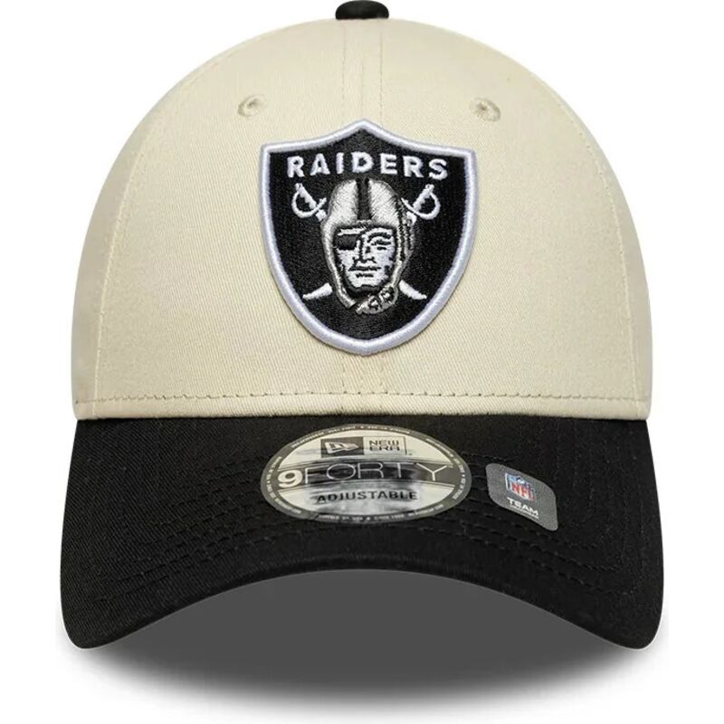 kasketter-buet-beige-justerbar-rem-9forty-colour-block-fra-las-vegas-raiders-nfl-af-new-era