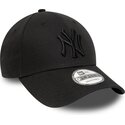 sort-justerbar-curved-kasket-med-sort-logo-9forty-league-essential-fra-new-york-yankees-mlb-fra-new-era