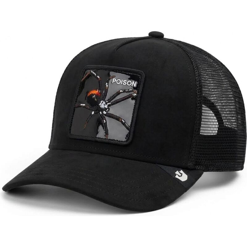 kasketter-buet-sort-snapback-black-out-spider-blackened-metallic-poison-the-farm-goorin-bros