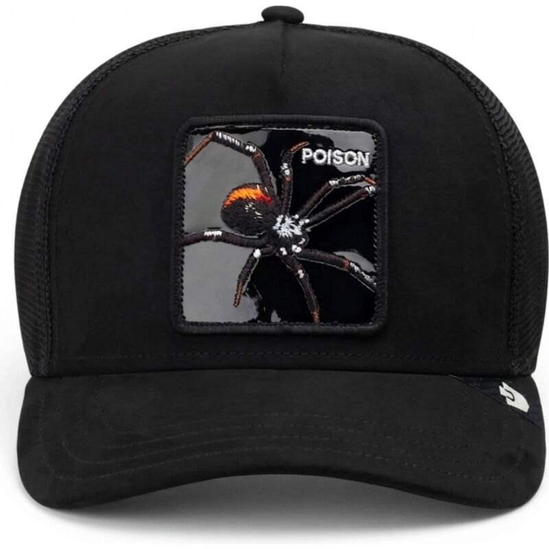kasketter-buet-sort-snapback-black-out-spider-blackened-metallic-poison-the-farm-goorin-bros