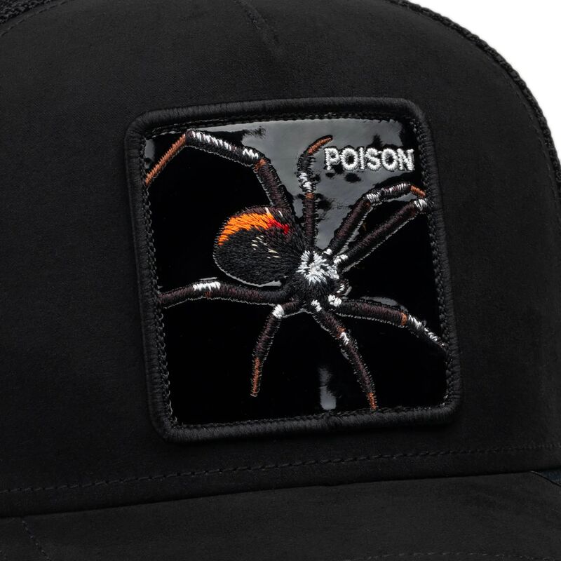 kasketter-buet-sort-snapback-black-out-spider-blackened-metallic-poison-the-farm-goorin-bros