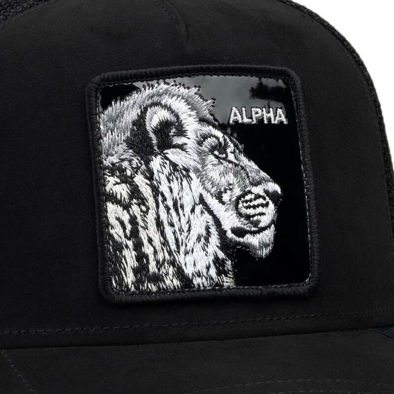 kasketter-buet-sort-snapback-black-out-lion-blackened-metallic-alpha-the-farm-goorin-bros