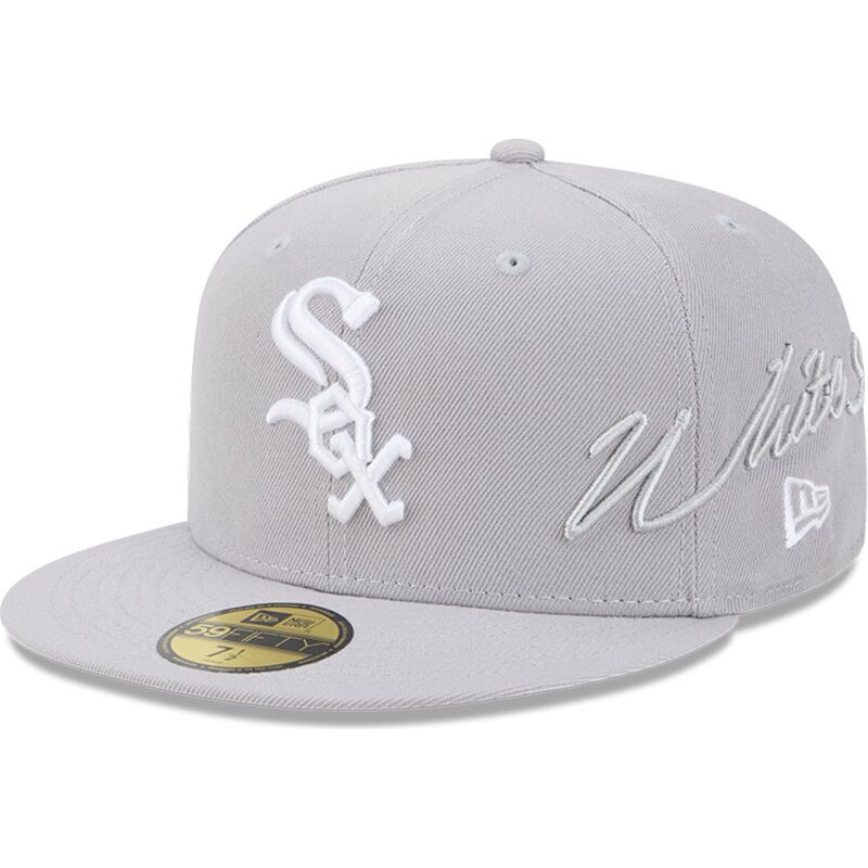 kasketter-flad-gra-tilpasset-59fifty-side-script-fra-chicago-white-sox-mlb-af-new-era