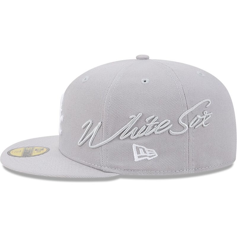 kasketter-flad-gra-tilpasset-59fifty-side-script-fra-chicago-white-sox-mlb-af-new-era