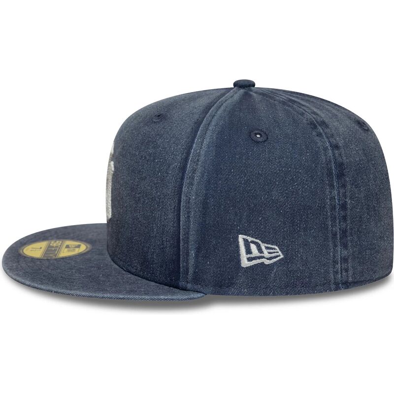 kasketter-flad-marinebla-tilpasset-59fifty-washed-fra-new-york-yankees-mlb-af-new-era
