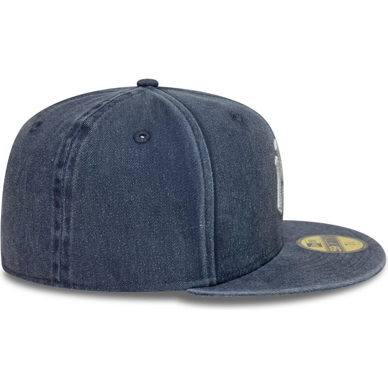 kasketter-flad-marinebla-tilpasset-59fifty-washed-fra-new-york-yankees-mlb-af-new-era