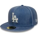 kasketter-flad-bla-tilpasset-59fifty-washed-fra-los-angeles-dodgers-mlb-af-new-era
