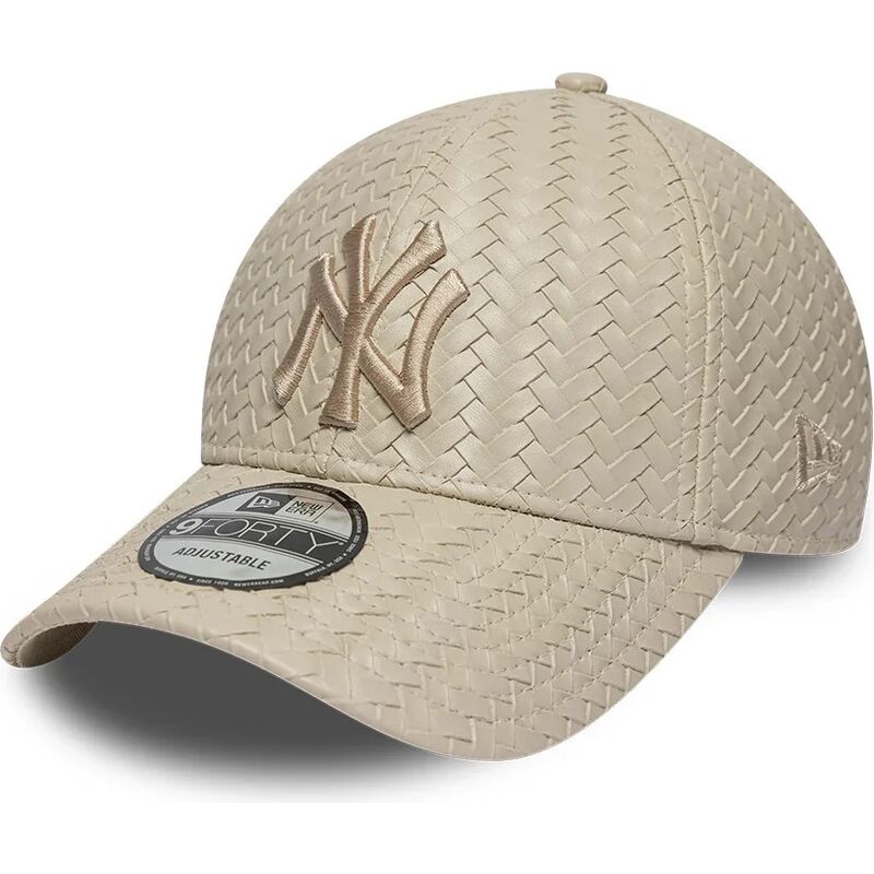 kasketter-buet-beige-justerbar-rem-9forty-pu-weave-fra-new-york-yankees-mlb-af-new-era