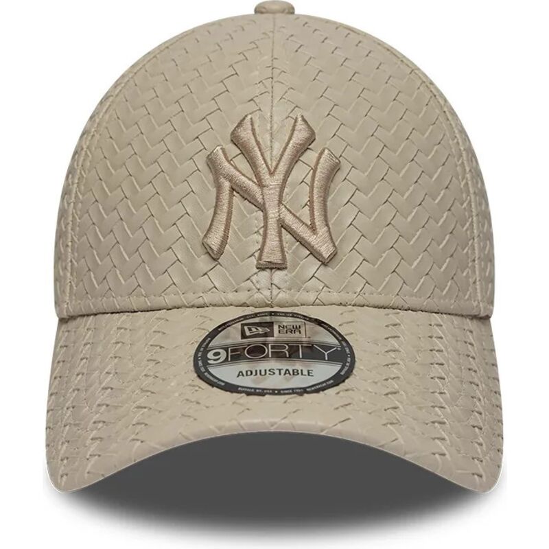 kasketter-buet-beige-justerbar-rem-9forty-pu-weave-fra-new-york-yankees-mlb-af-new-era