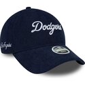 kasketter-buet-marinebla-justerbar-rem-9twenty-cord-script-fra-los-angeles-dodgers-mlb-af-new-era