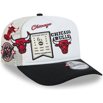 Kasketter buet hvid snapback Hardwood Classics 9FIFTY A Frame Precurved fra Chicago Bulls NBA af New Era